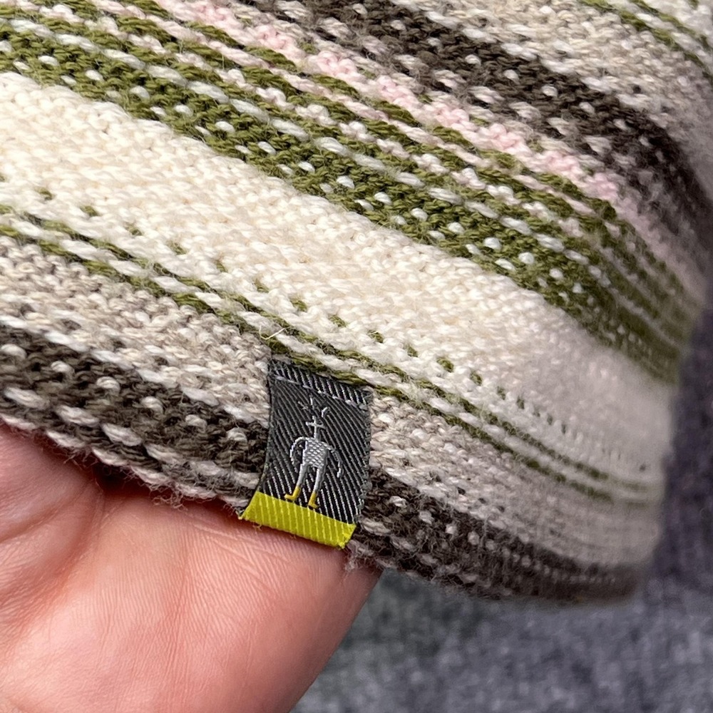 Smartwool Beanie Mens One Size White Green Striped Merino Wool Knit Winter Warm - Picture 3 of 5